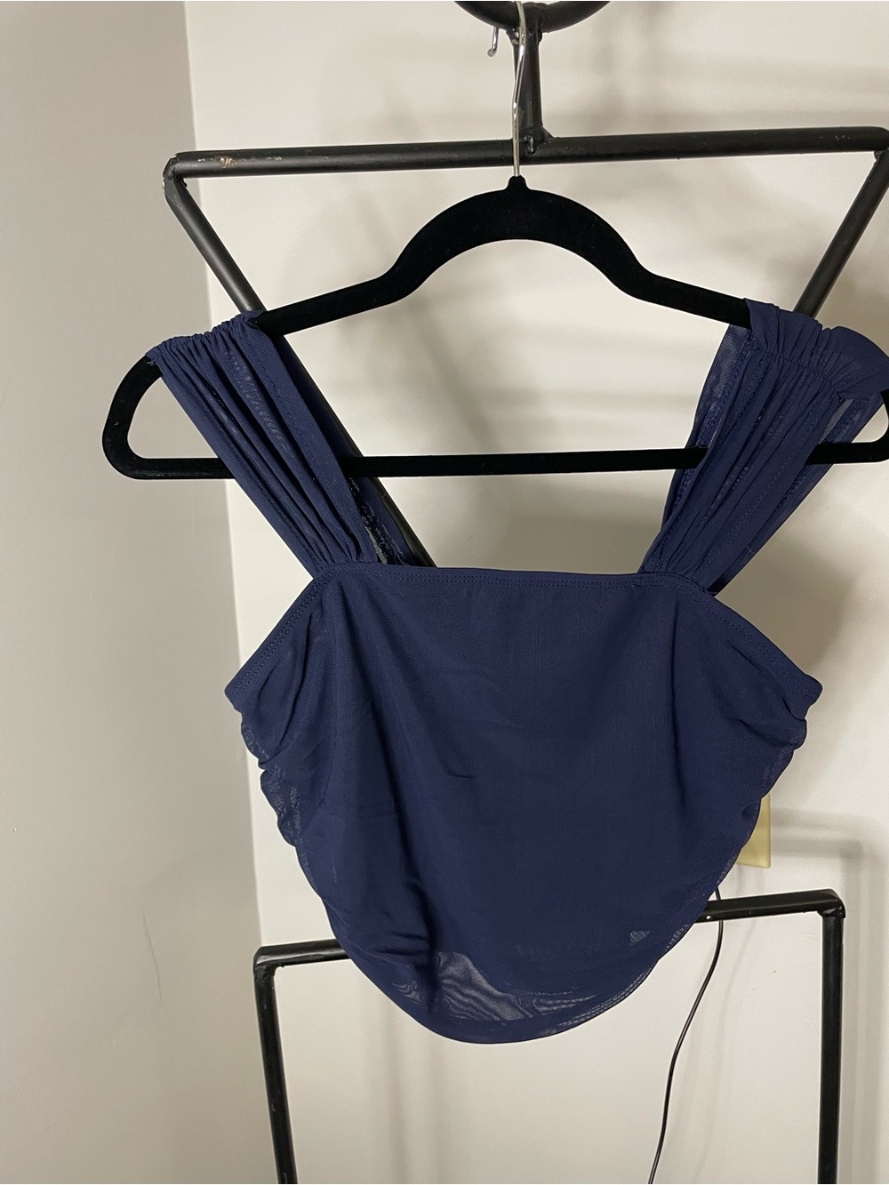 SHEIN Navy Ruched Strap Square Neck Camisole